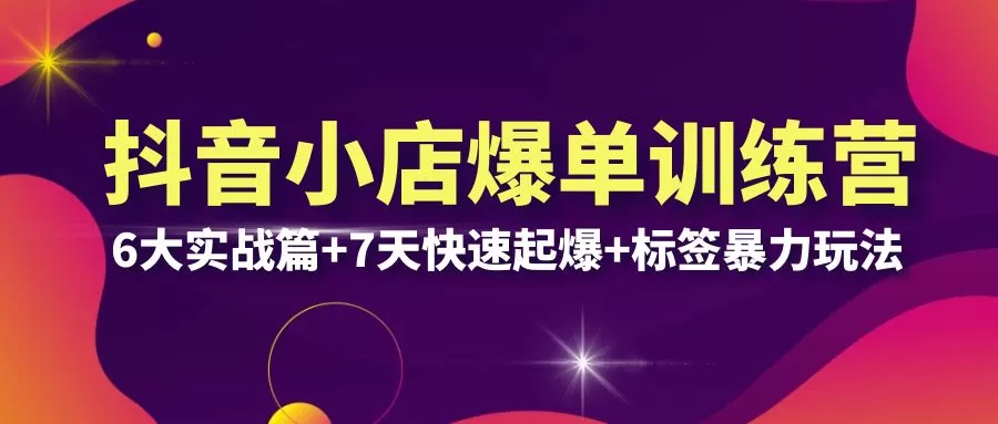 抖音小店爆单训练营VIP线下课：6大实战篇+7天快速起爆+标签暴力玩法-木子项目网