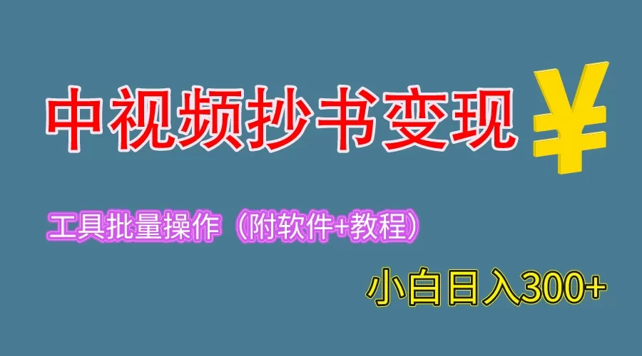 2023中视频抄书变现（附工具+教程），一天300+，特别适合新手操作的副业-木子项目网