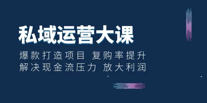 私域运营大课：爆款打造项目 复购率提升 解决现金流压力 放大利润-木子项目网