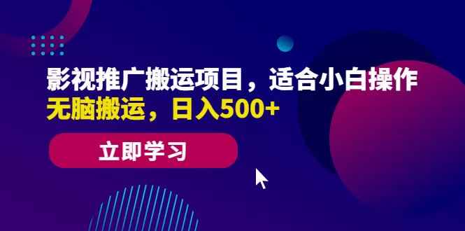 影视推广搬运项目，适合小白操作，无脑搬运，日入500+-木子项目网