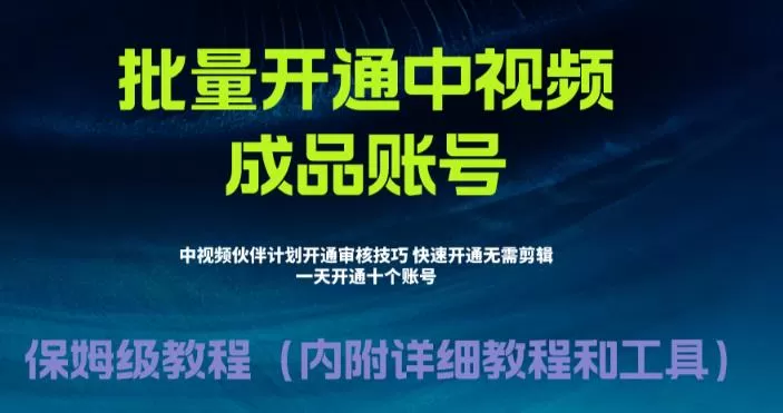 外面收费1980暴力开通中视频计划教程，附 快速通过中视频伙伴计划的办法-木子项目网