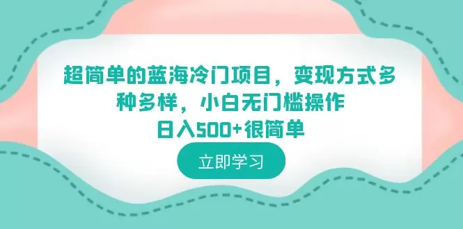 超简单的蓝海冷门项目，变现方式多种多样，小白无门槛操作日入500+很简单-木子项目网