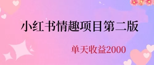 最近爆火小红书情趣项目第二版，每天2000+-木子项目网