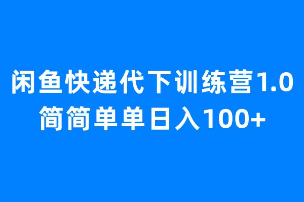 闲鱼快递代下训练营1.0，简简单单日入100+-木子项目网