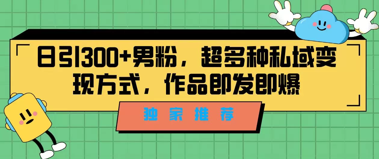 独家推荐！日引300+男粉，超多种私域变现方式，作品即发即爆-木子项目网