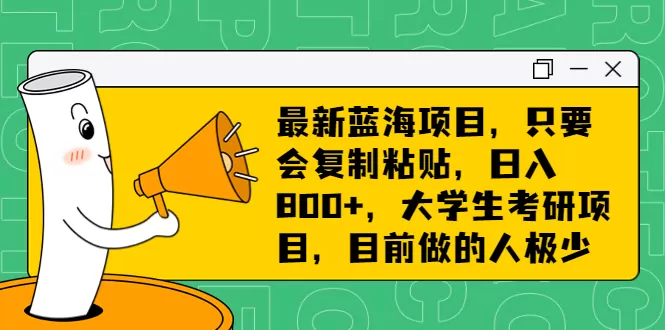 最新蓝海项目，只要会复制粘贴，日入800+，大学生考研项目，目前做的人极少-木子项目网