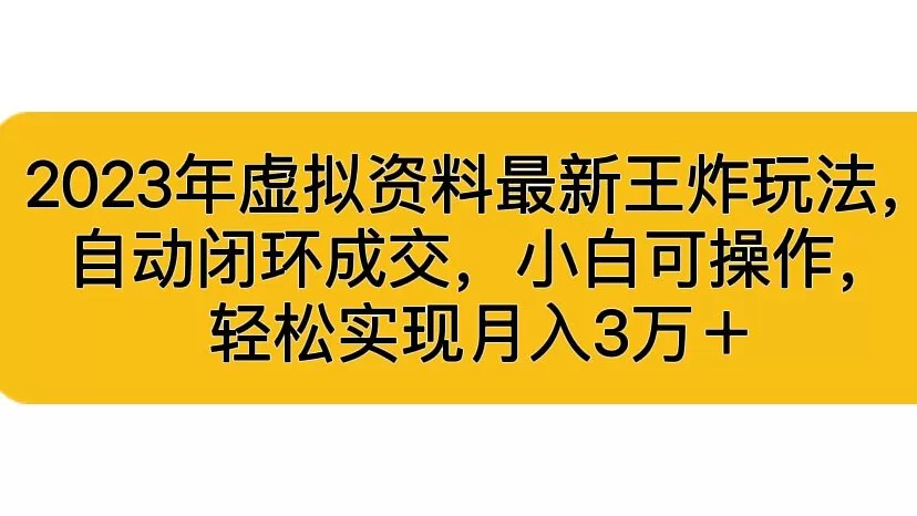 2023年虚拟资料最新王炸玩法，自动闭环成交，小白可操作，轻松实现月入3W-木子项目网