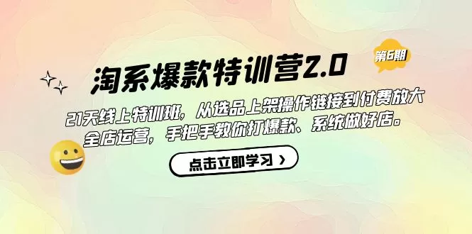 淘系爆款特训营2.0【第六期】从选品上架到付费放大 全店运营 打爆款 做好店-木子项目网