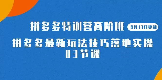 2023拼多多·特训营高阶班,拼多多最新玩法技巧落地实操-83节-木子项目网