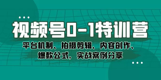 视频号0-1特训营：平台机制、拍摄剪辑、内容创作、爆款公式，实战案例分享-木子项目网