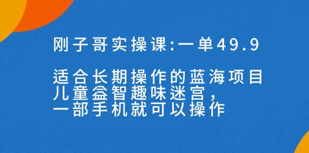 一单49.9长期蓝海项目，儿童益智趣味迷宫，一部手机月入3000+-木子项目网