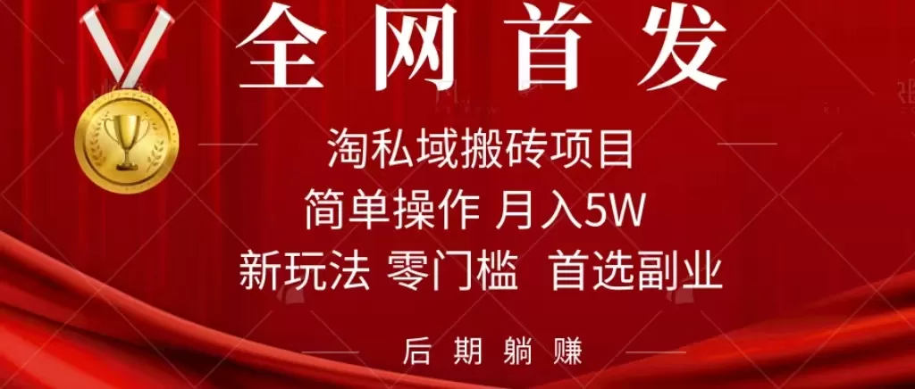 淘私域搬砖项目，利用信息差月入5W，每天无脑操作1小时，后期躺赚-木子项目网