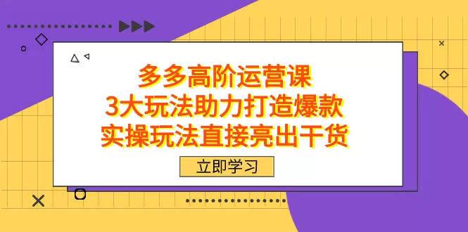 拼多多高阶·运营课，3大玩法助力打造爆款，实操玩法直接亮出干货-木子项目网