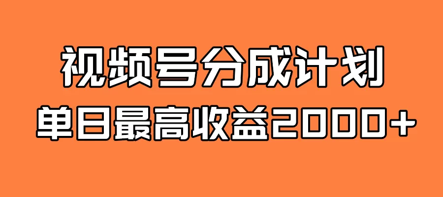 全新蓝海 视频号掘金计划 日入2000+-木子项目网