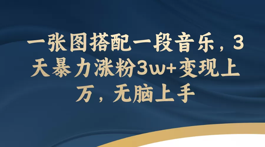 一张图搭配一段音乐，3天暴力涨粉3w+变现上万，无脑上手-木子项目网