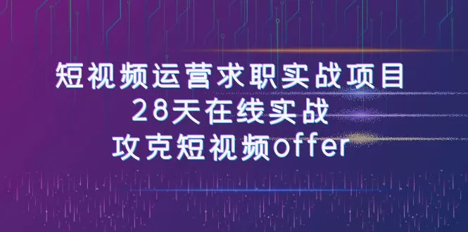 短视频运-营求职实战项目，28天在线实战，攻克短视频offer-木子项目网