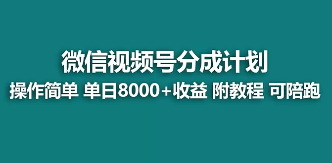 【蓝海项目】视频号分成计划，单天收益8000+，附玩法教程！可陪跑-木子项目网