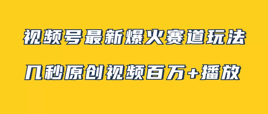 视频号最新爆火赛道玩法，几秒视频可达百万播放，小白即可操作-木子项目网