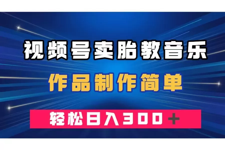 视频号卖胎教音乐，作品制作简单，一单49，轻松日入300＋-木子项目网
