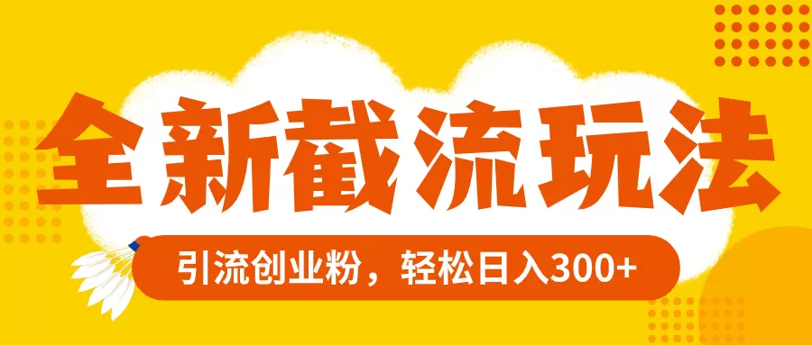 全新截流玩法，精准引流创业粉，轻松日入300+-木子项目网