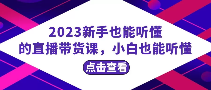 2023新手也能听懂的直播带货课，小白也能听懂，20节完整-木子项目网