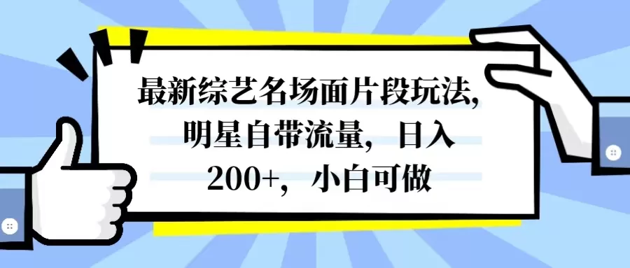 最新综艺名场面片段玩法，明星自带流量，日入200+，小白可做-木子项目网