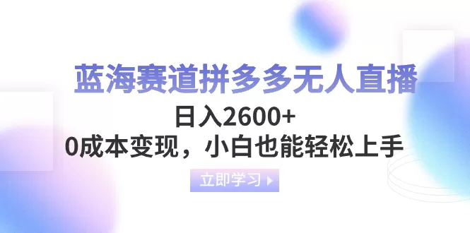 蓝海赛道拼多多无人直播，日入2600+，0成本变现，小白也能轻松上手-木子项目网