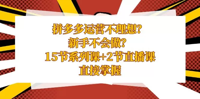 拼多多运营不理想？新手不会做？15节系列课+2节直播课，直接掌握-木子项目网