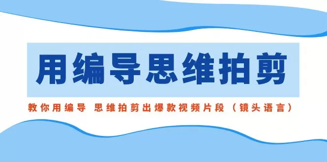 用编导的思维拍剪，教你用编导 思维拍剪出爆款视频片段（镜头语言）-木子项目网