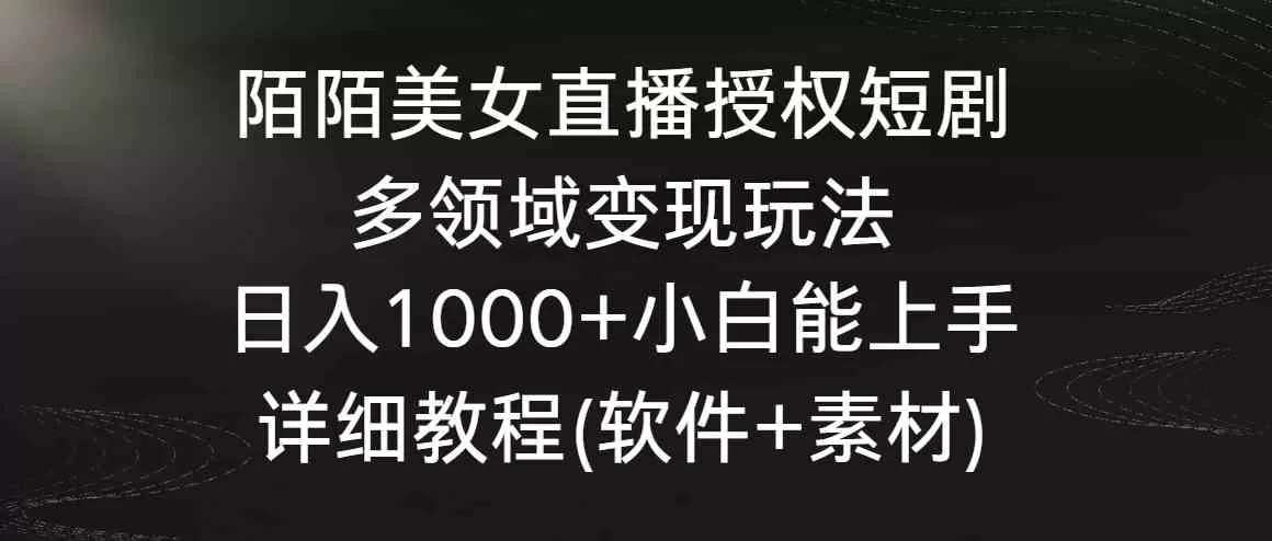 陌陌美女直播授权短剧，多领域变现玩法，日入1000+小白能上手-木子项目网