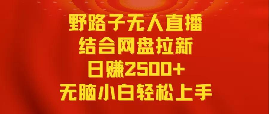 无人直播野路子结合网盘拉新，日赚2500+多平台变现，小白无脑轻松上手操作-木子项目网