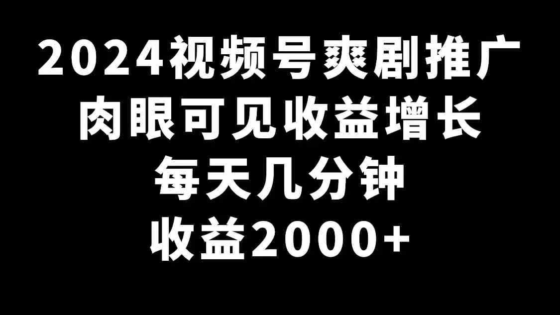 2024视频号爽剧推广，肉眼可见的收益增长，每天几分钟收益2000+-木子项目网