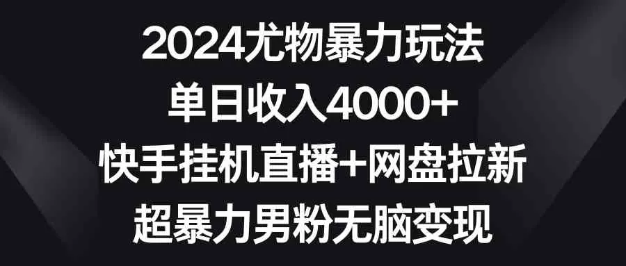 2024尤物暴力玩法 单日收入4000+快手挂机直播+网盘拉新 超暴力男粉无脑变现-木子项目网