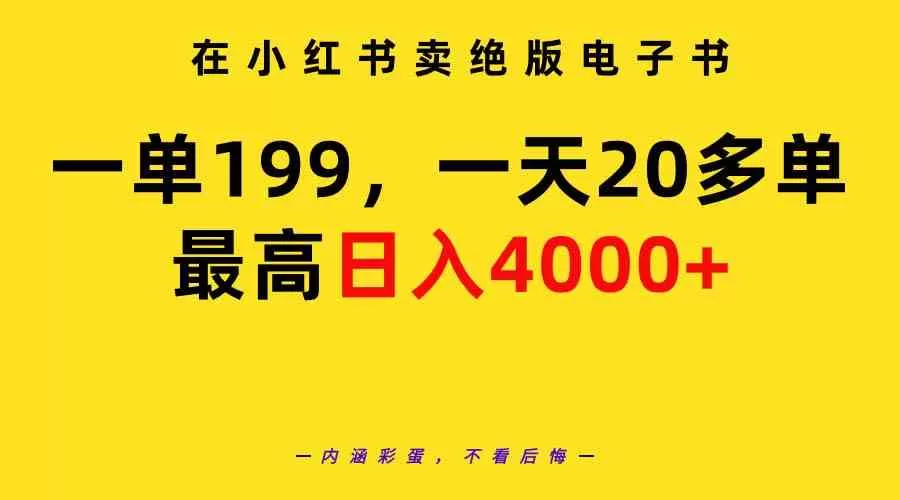 在小红书卖绝版电子书，一单199 一天最多搞20多单，最高日入4000+教程+资料-木子项目网