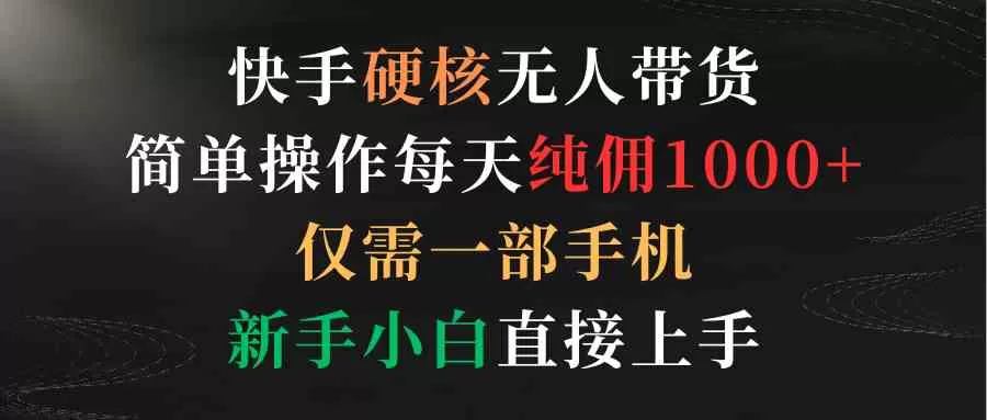 快手硬核无人带货，简单操作每天纯佣1000+,仅需一部手机，新手小白直接上手-木子项目网