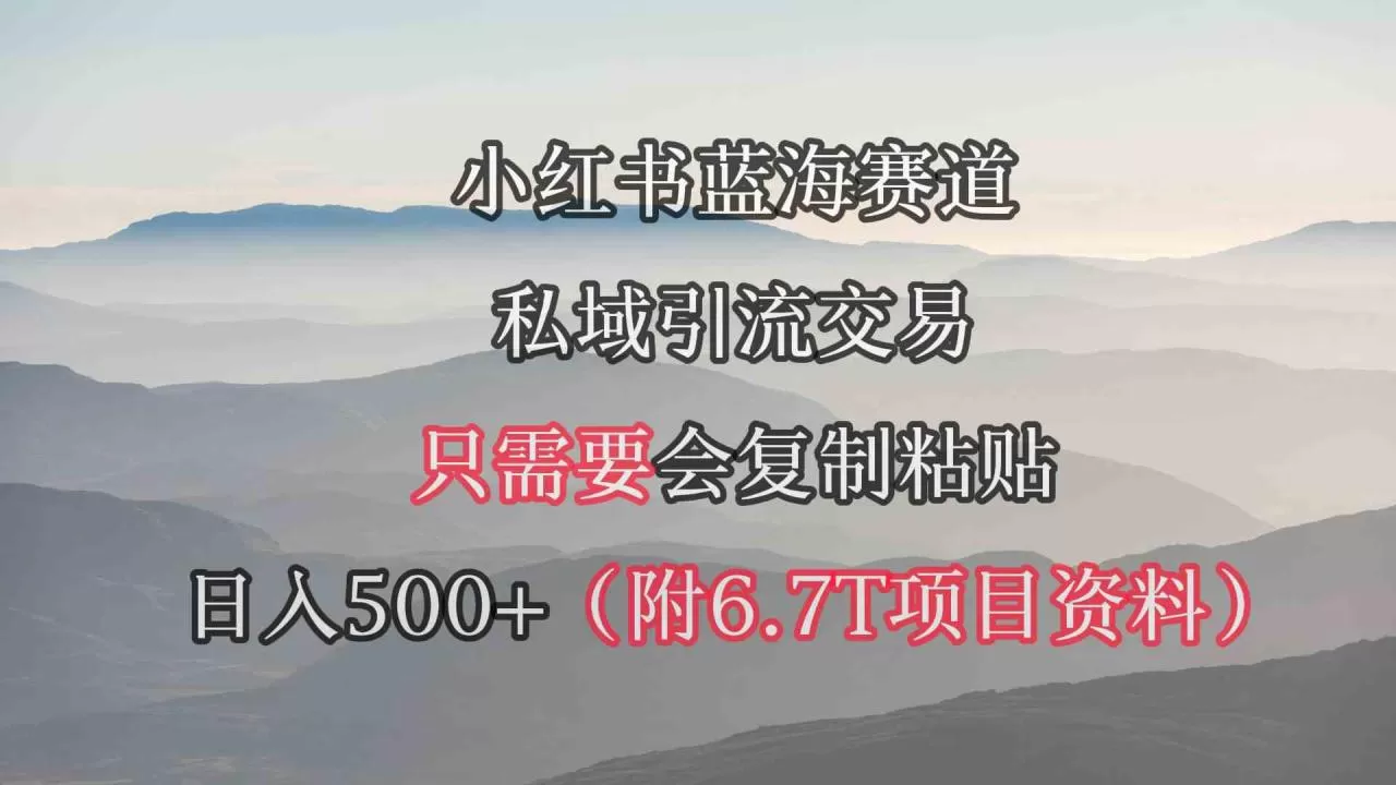 小红书短剧赛道，私域引流交易，会复制粘贴，日入500+-木子项目网