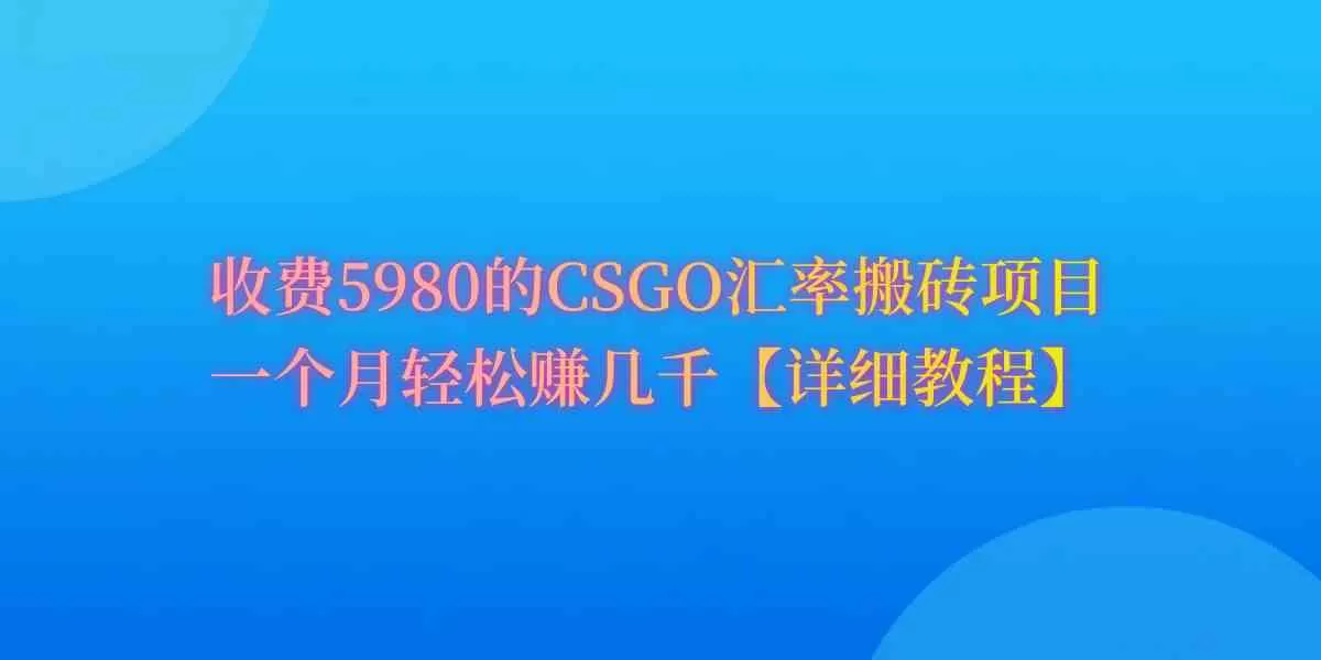 CSGO装备搬砖，月综合收益率高达60%，你也可以！-木子项目网