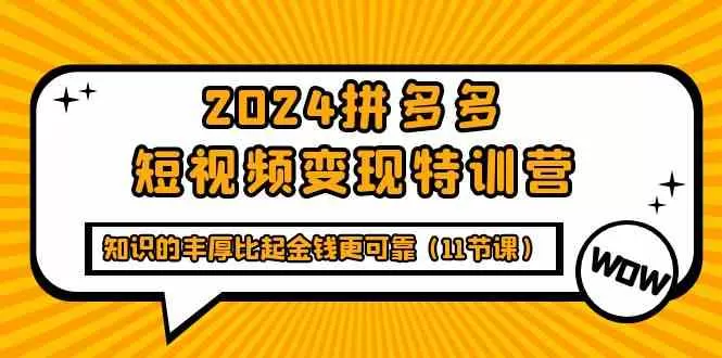 2024拼多多短视频变现特训营，知识的丰厚比起金钱更可靠-木子项目网