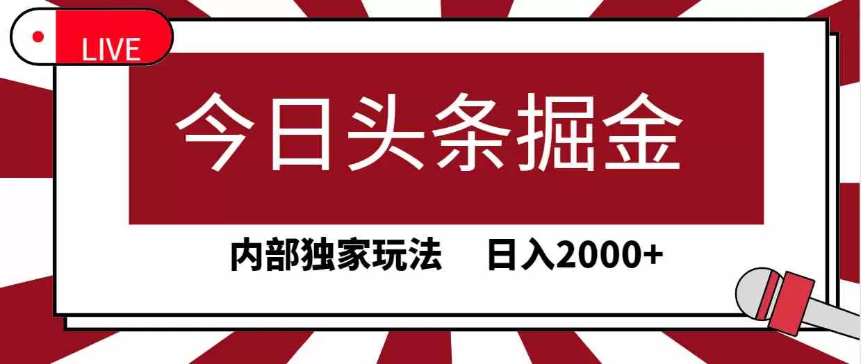 今日头条掘金，30秒一篇文章，内部独家玩法，日入2000+-木子项目网