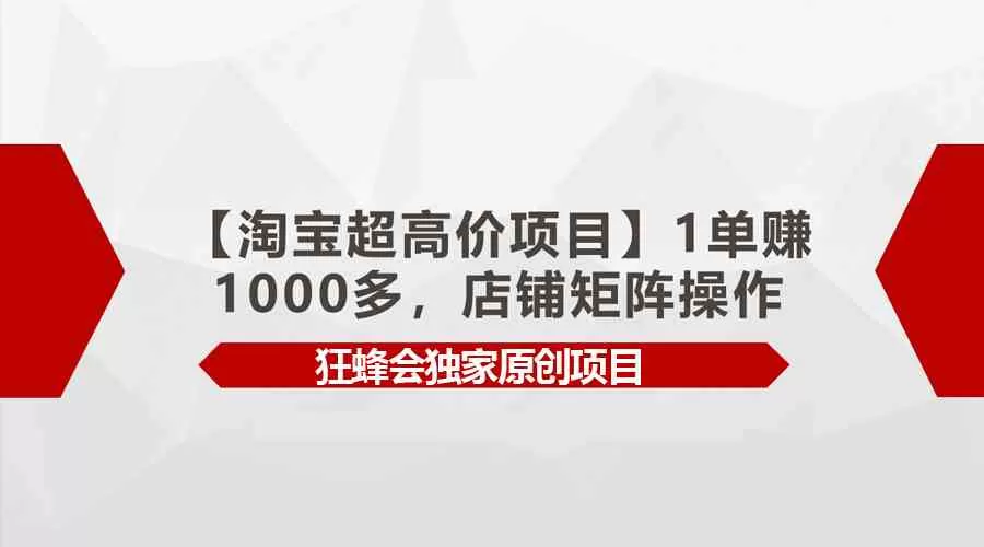 【淘宝超高价项目】1单赚1000多，店铺矩阵操作-木子项目网