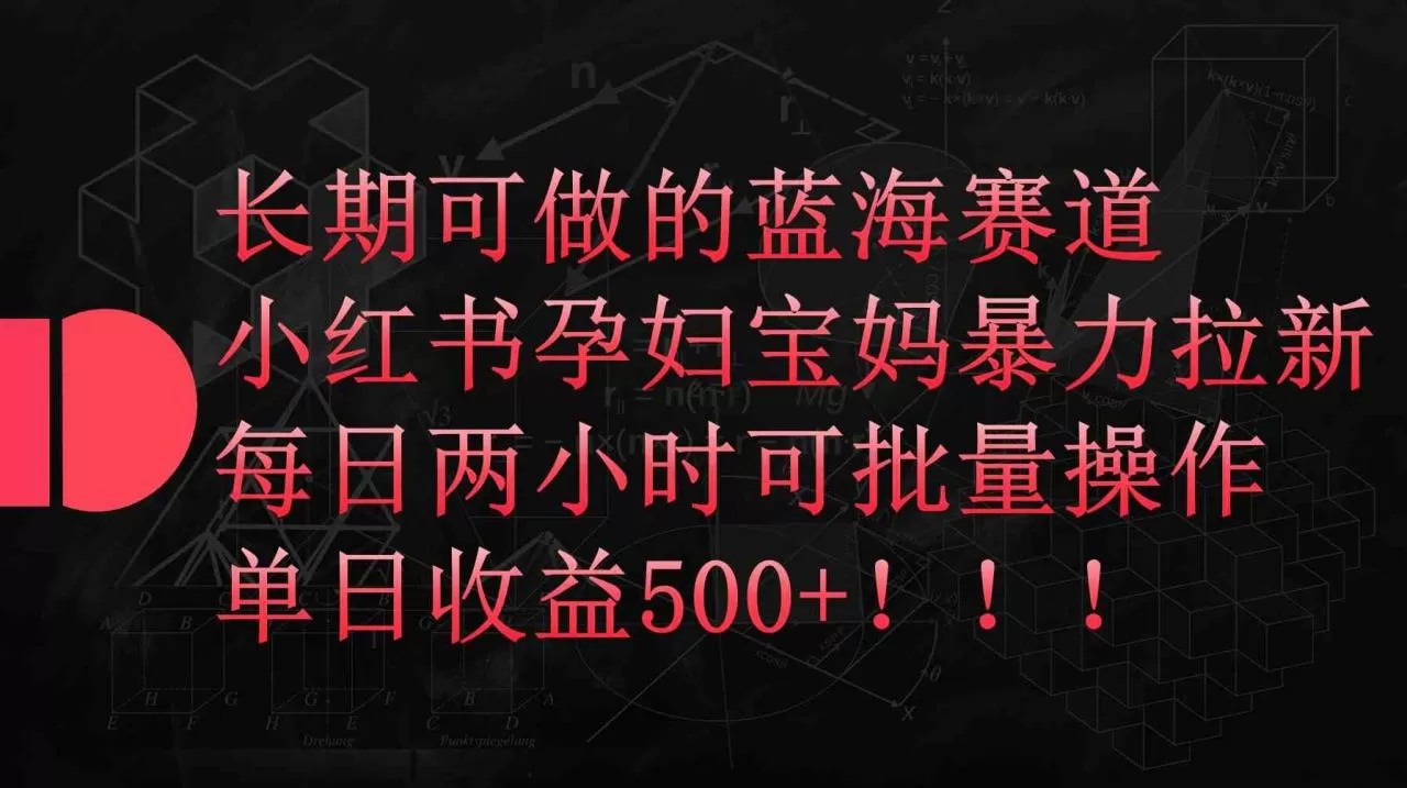 小红书孕妇宝妈暴力拉新玩法，每日两小时，单日收益500+-木子项目网