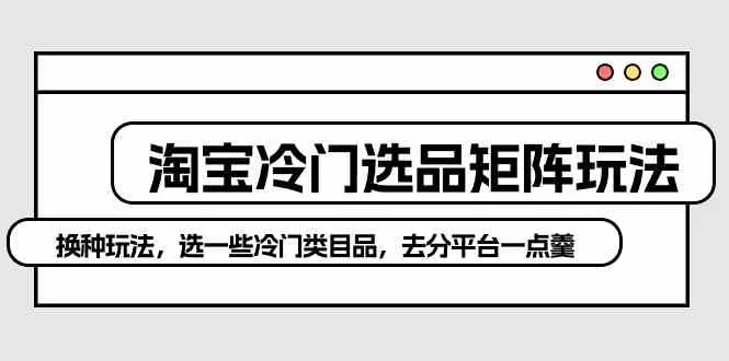 淘宝冷门选品矩阵玩法：换种玩法，选一些冷门类目品，去分平台一点羹-木子项目网