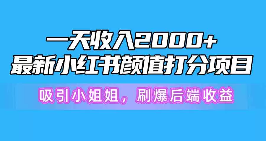 一天收入2000+，最新小红书颜值打分项目，吸引小姐姐，刷爆后端收益-木子项目网