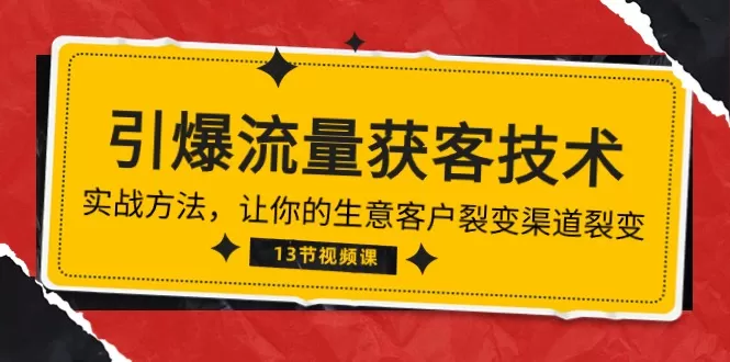 《引爆流量 获客技术》实战方法，让你的生意客户裂变渠道裂变-木子项目网