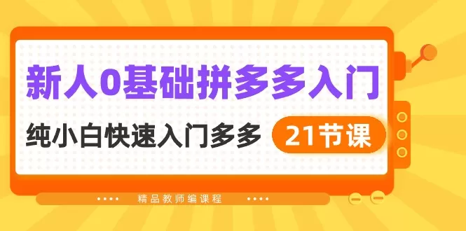 新人0基础拼多多入门，​纯小白快速入门多多-木子项目网