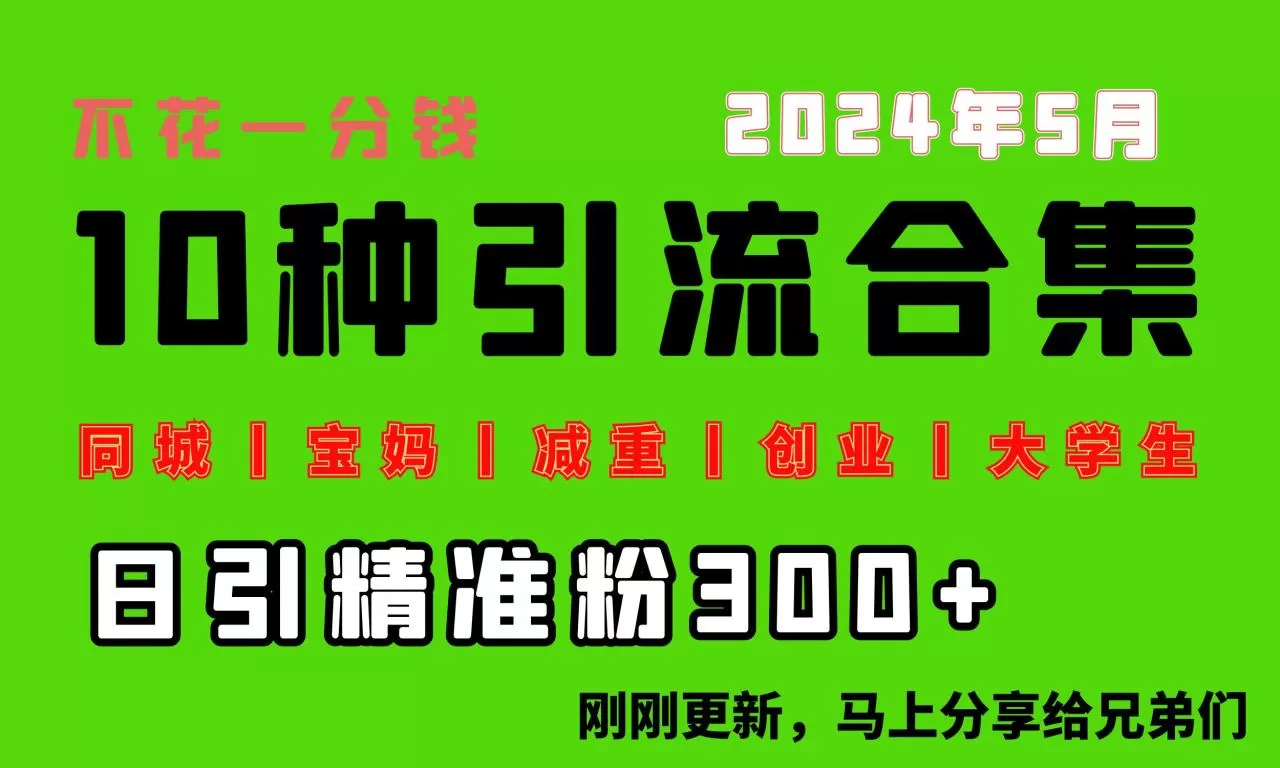 0投入，每天搞300+“同城、宝妈、减重、创业、大学生”等10大流量-木子项目网