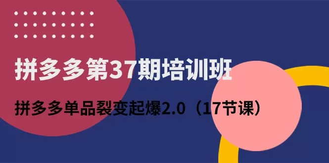 拼多多第37期培训班：拼多多单品裂变起爆2.0-木子项目网