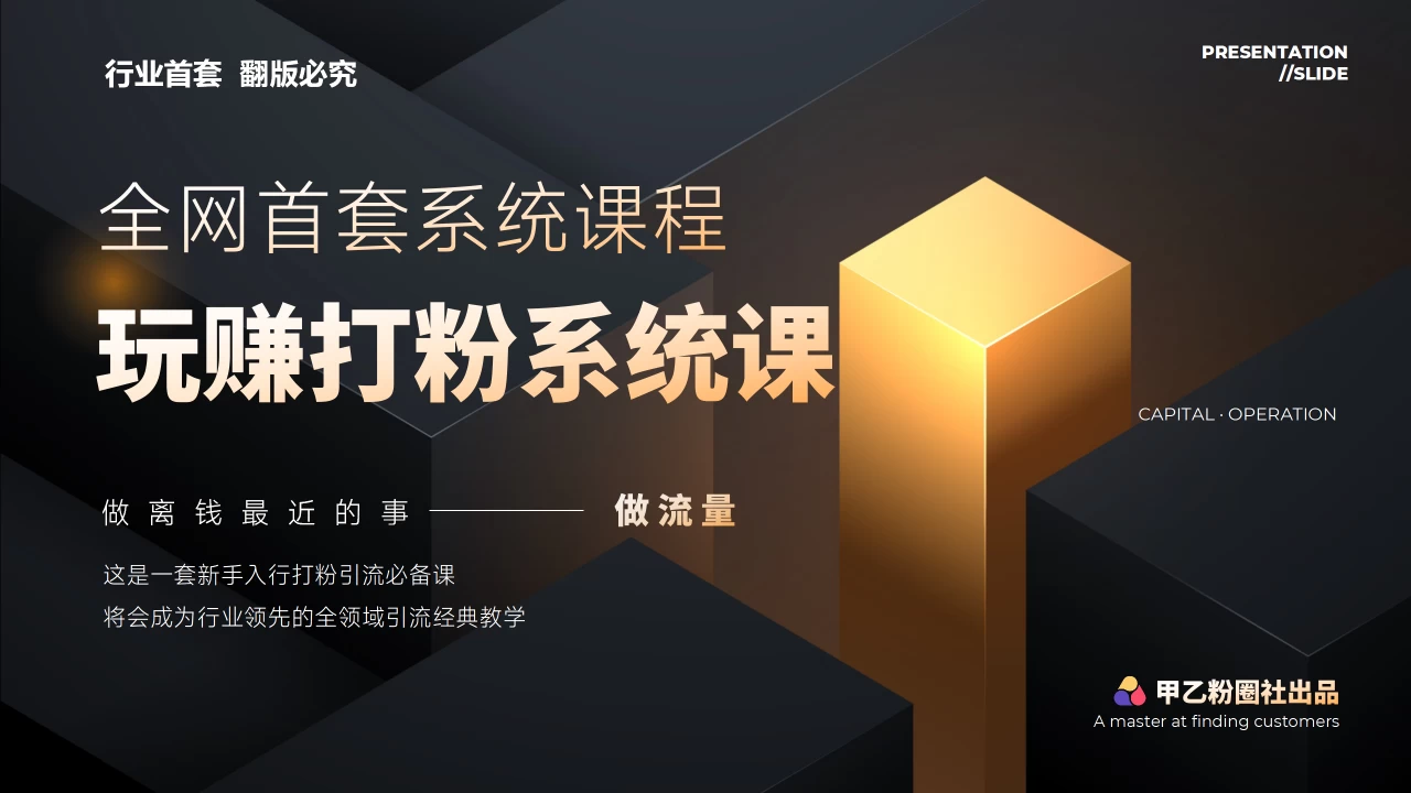 全网首套系统打粉课，日入3000+，手把手各行引流SOP团队实战教程-木子项目网