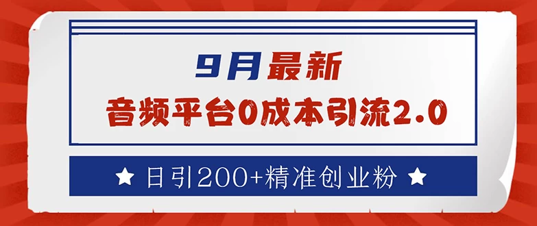 音频平台0成本引流，日引流200+精准创业粉-木子项目网