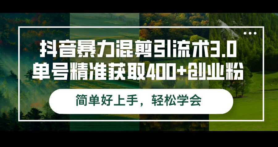 抖音暴力混剪引流术3.0单号精准获取400+创业粉简单好上手，轻松学会-木子项目网